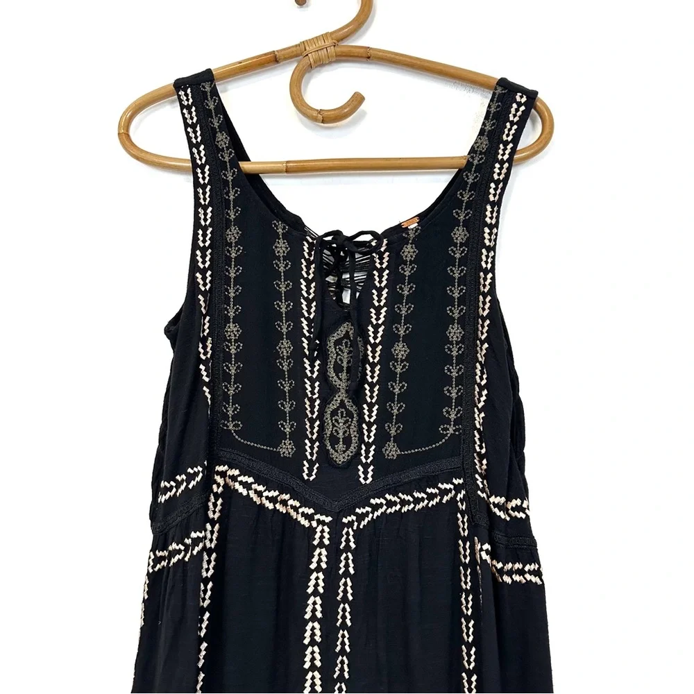 Free People | Embroidered Tank Jersey Knit Mini Dress Size XS - Picture 2 of 8